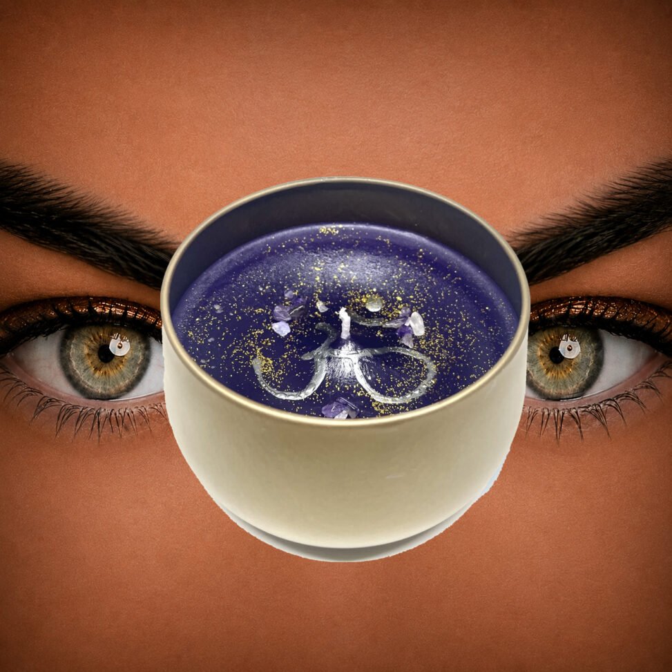 Bougie artisanale – Chakra couronne “Ajna”