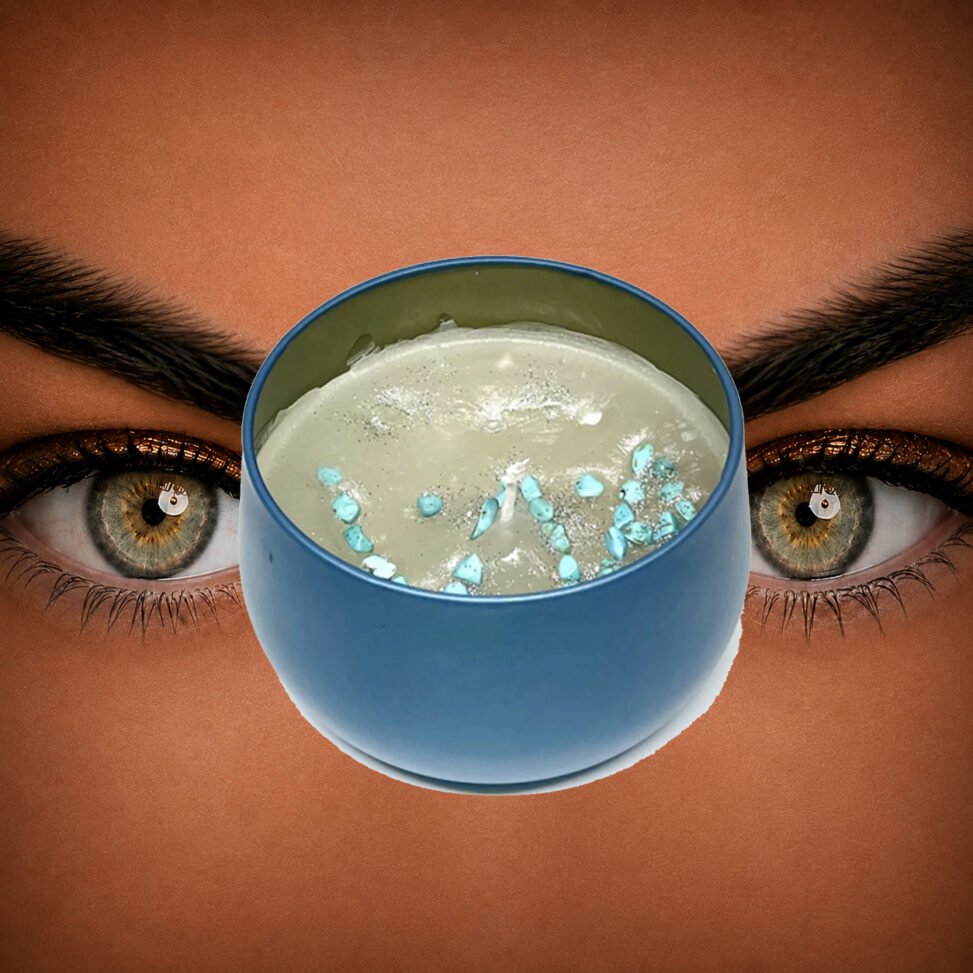 Bougie artisanale – Vanille Turquoise Oasis